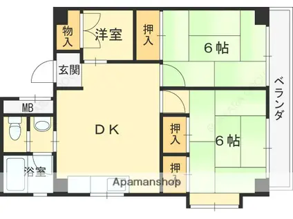 鳴尾ハイツ(3DK/3階)の間取り写真