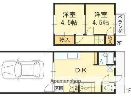 松山町テラス(2DK/2階)の間取り写真