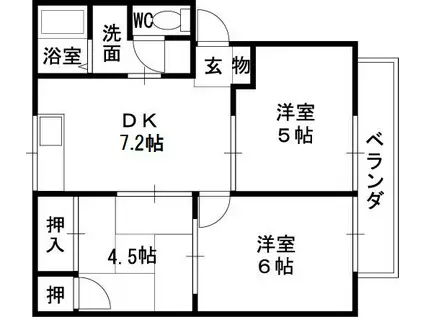 メュールパレ松本Ⅱ(3DK/2階)の間取り写真