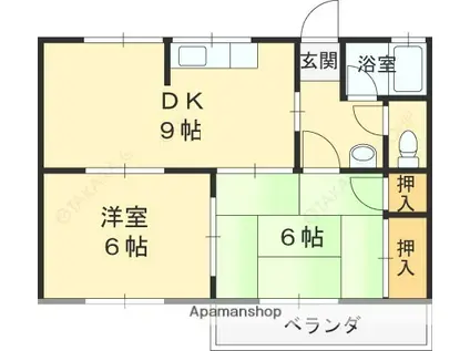 コーポ北里(2DK/2階)の間取り写真