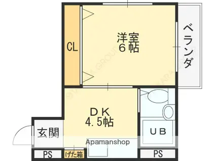 ジュネス菱屋西(1DK/1階)の間取り写真