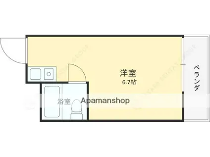 土塔クリスタル(1K/3階)の間取り写真