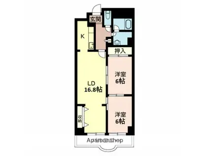 グランディ白鷺(2LDK/4階)の間取り写真