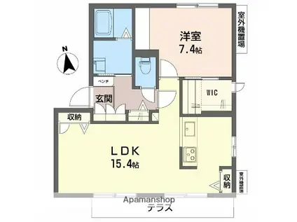 グリーンフィールド(1LDK/1階)の間取り写真