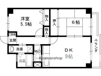 ハイマート宮山台(2DK/3階)の間取り写真