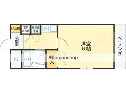 グランデール平野(1K/4階)の間取り写真