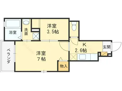 ラブリーゼ(2K/1階)の間取り写真