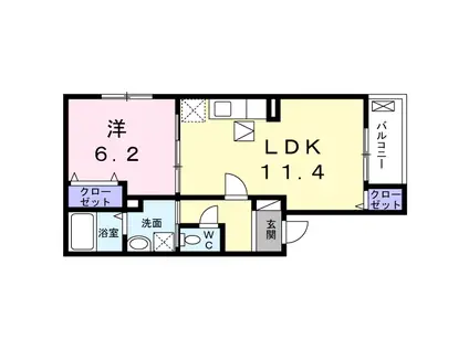 プランドール高安(1LDK/1階)の間取り写真