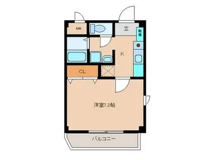 ビアンフェ(1K/2階)の間取り写真