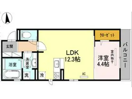 ボン クロシェット(1LDK/2階)の間取り写真