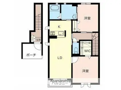 セントリビエ北野田 B棟C棟(2LDK/2階)の間取り写真