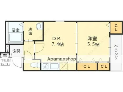フジパレス堺白鷺Ⅱ番館(1DK/3階)の間取り写真