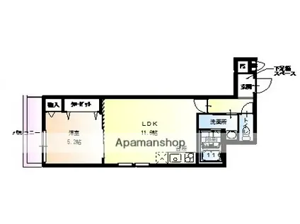 フジパレス瓜破Ⅰ番館(1LDK/2階)の間取り写真