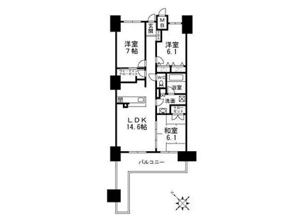 プロパレス泉ヶ丘(3LDK/8階)の間取り写真