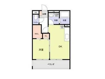 プレミアムスイート狭山駅前(1DK/1階)の間取り写真