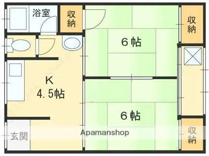 柳生文化(2K/2階)の間取り写真