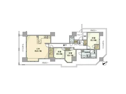 ビッグカーサ堺しらさぎ駅前TOWERCASAD(3LDK/9階)の間取り写真