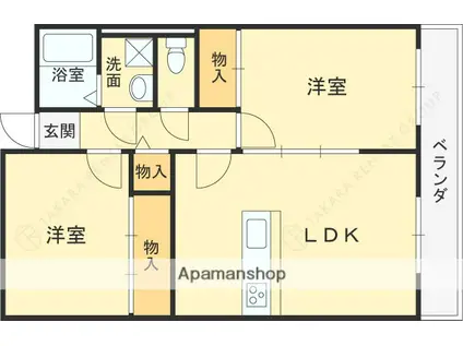 アサヒレジデンス(2LDK/1階)の間取り写真