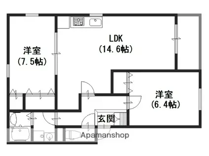 グラツィア堺(2LDK/2階)の間取り写真