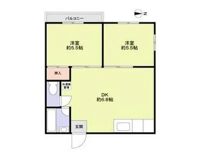 西山ハイツ(2DK/2階)の間取り写真