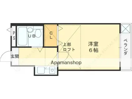 カサブランカ初芝(1K/2階)の間取り写真