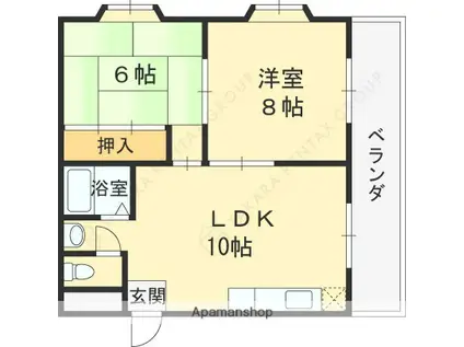 アパートメント初芝(2LDK/3階)の間取り写真