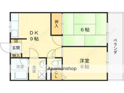 ハイツあかしあ2号館(2DK/2階)の間取り写真