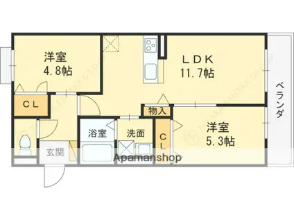 ハイムメゾン プルミエ(2LDK/1階)の間取り写真