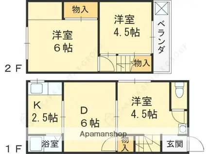 南海電鉄泉北線 深井駅 徒歩16分 2階建 築54年(4K)の間取り写真