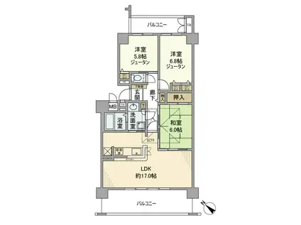 エバーランドシティ新泉北壱番館(3LDK/12階)の間取り写真