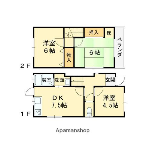 南海電鉄南海本線 諏訪ノ森駅 徒歩4分 2階建 築48年(3DK)の間取り写真