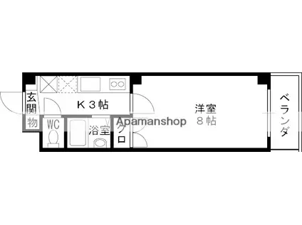 白鷺TKハイツ1号館(1K/3階)の間取り写真