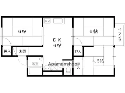 ハイツ宮山(3DK/2階)の間取り写真