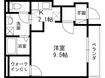 エトワール桜(1K/1階)の間取り写真
