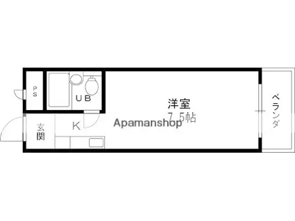 コーポアルメリア(ワンルーム/2階)の間取り写真