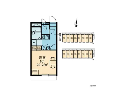 レオパレス八雲西(1K/1階)の間取り写真