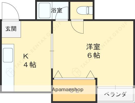 京橋クイーンハイツ(1K/2階)の間取り写真