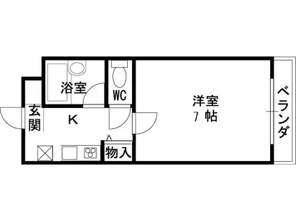 ベルビュー横堤(1K/2階)の間取り写真