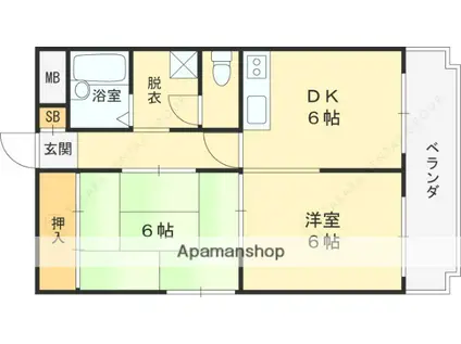 ロイヤルハイム一冨士(2DK/3階)の間取り写真