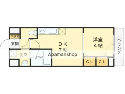 アーバネックス京橋(1DK/4階)の間取り写真