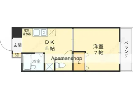 YKマンション(1DK/7階)の間取り写真