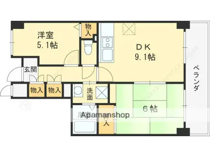 サンハイム今福(2DK/4階)の間取り写真
