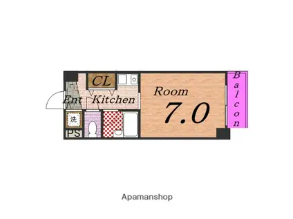 片町コート(1K/9階)の間取り写真