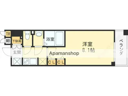 エスティメゾン京橋(1K/4階)の間取り写真