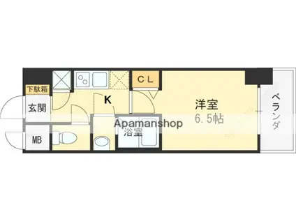 レジュールアッシュ京橋クロス(1K/5階)の間取り写真