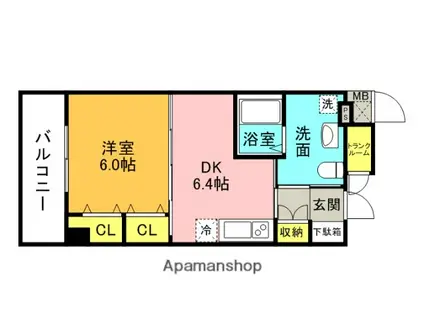 ぽぷら枚方公園(1DK/3階)の間取り写真