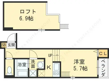 ハーモニーテラス今市(1K/1階)の間取り写真