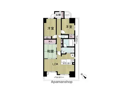 レジディア都島Ⅱ(3LDK/8階)の間取り写真