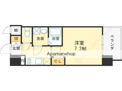 レジュールアッシュ桜宮リバーコート(1K/6階)の間取り写真