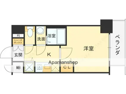 ゼオン大阪イースト(1K/4階)の間取り写真